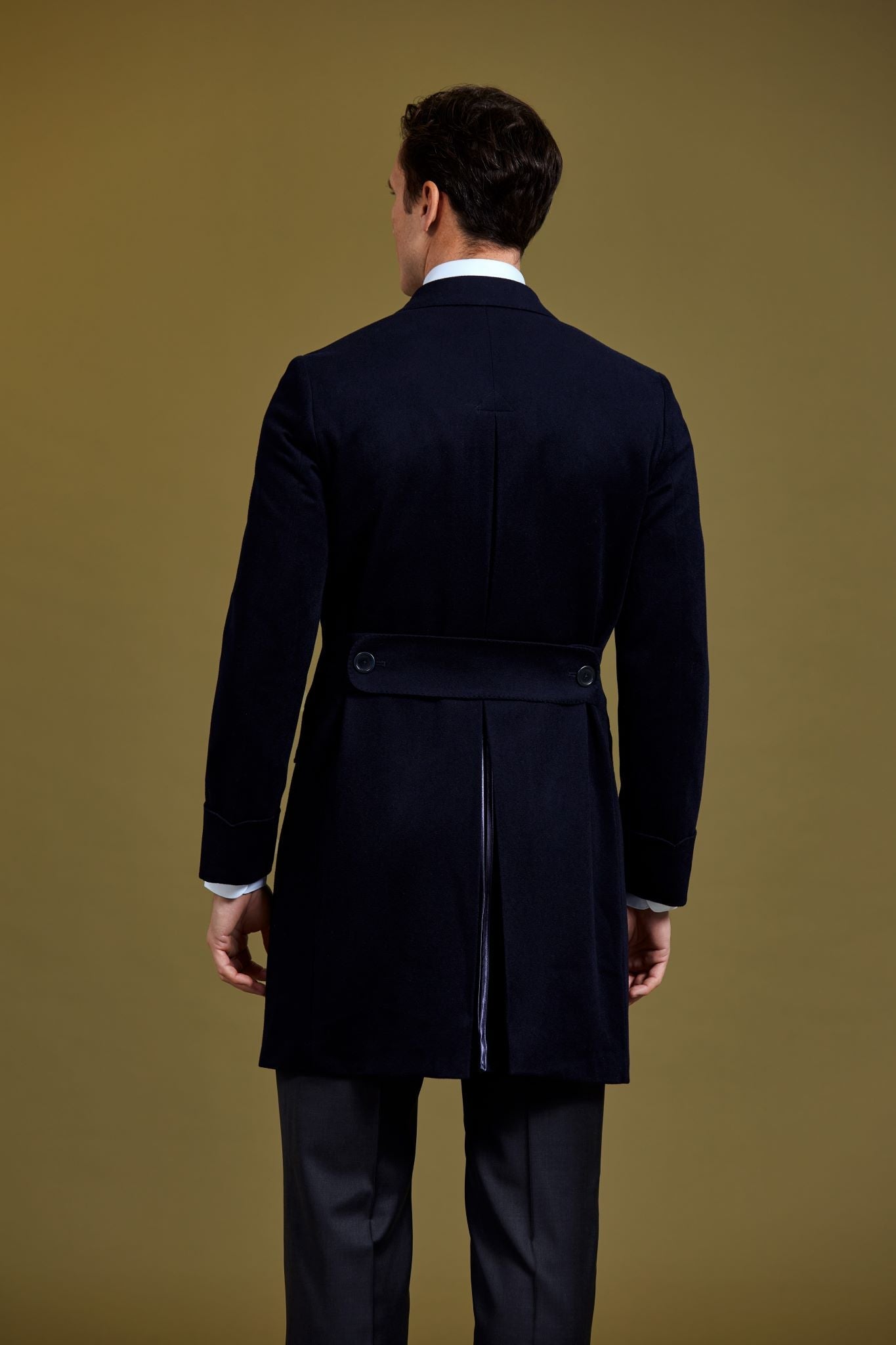 Double-Breasted Navy Cashmere And Wool Coat-BCorner