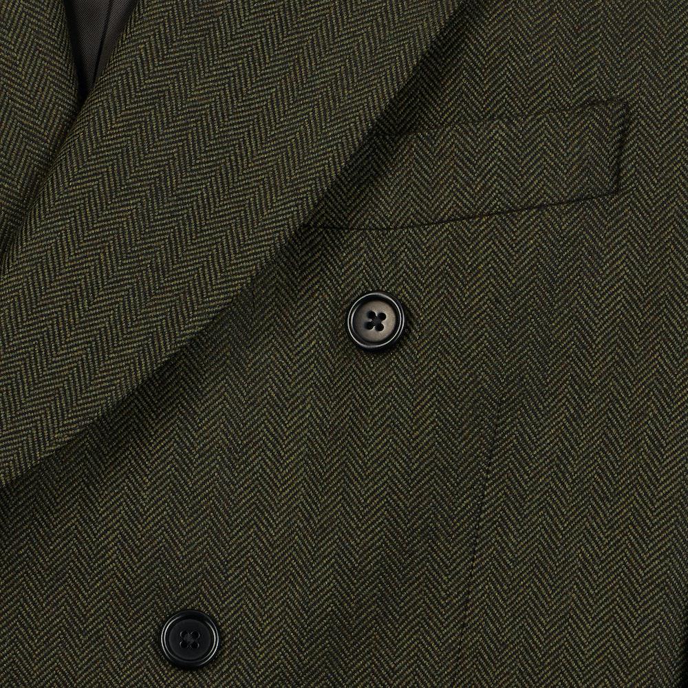 Green Herringbone Cashmere Double-Breasted Jacket-BCorner