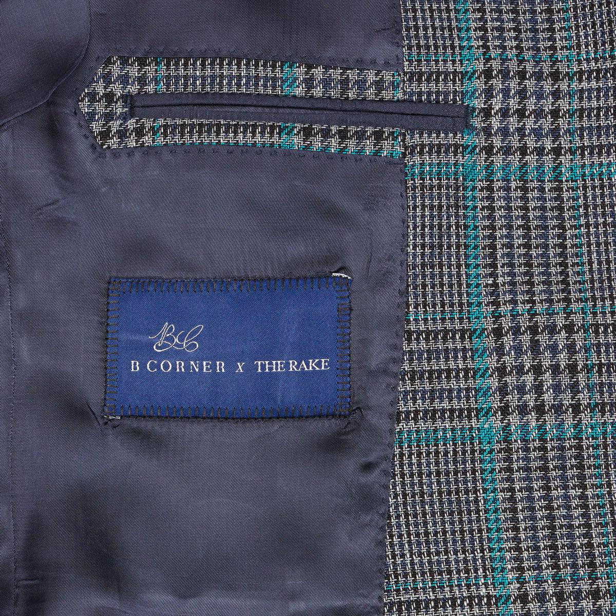 Prince Of Wales Blue-Grey Linen Jacket-BCorner