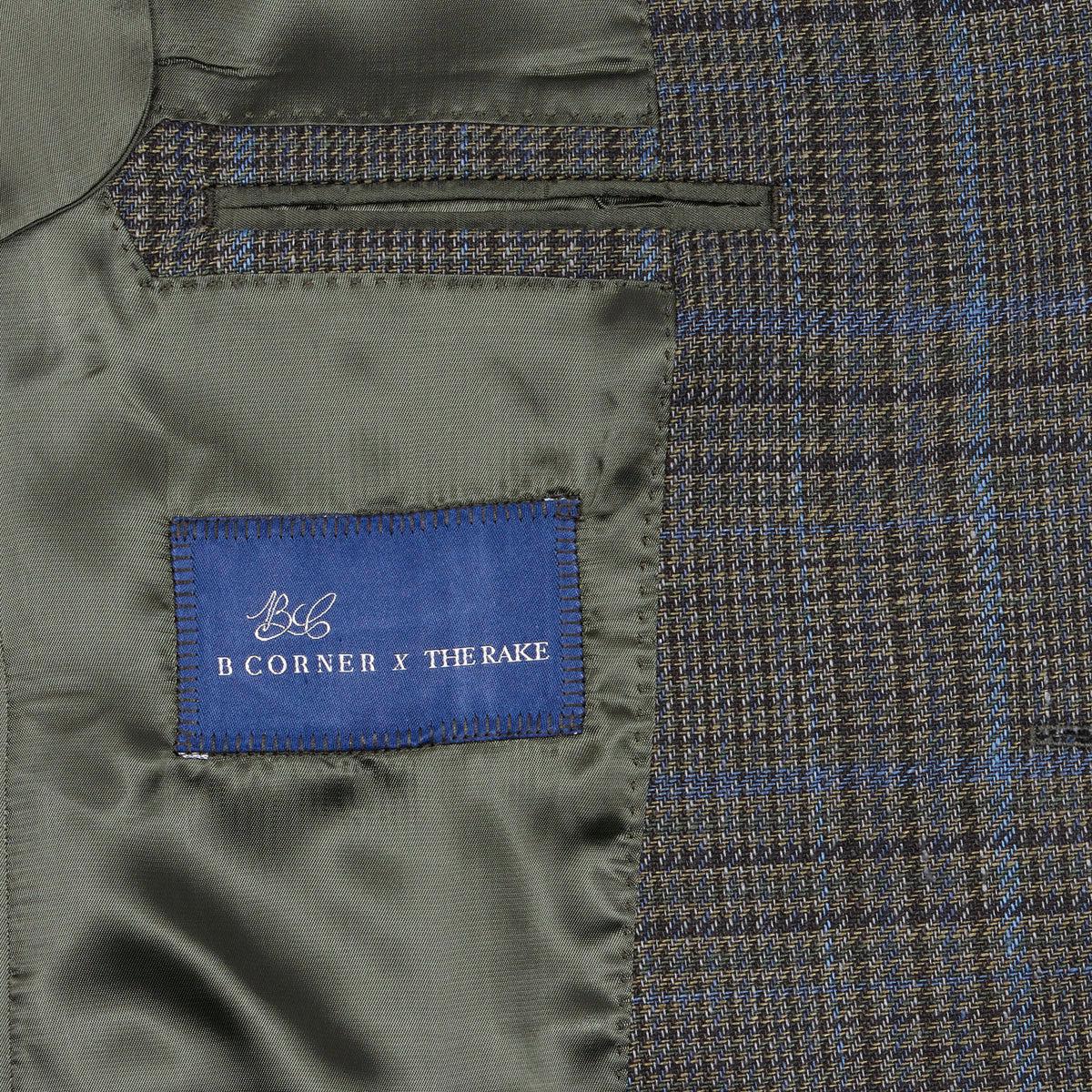 Prince Of Wales Green-Blue Linen Jacket-BCorner